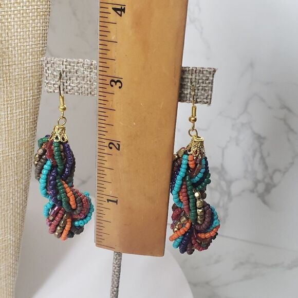 TWISTED SEED BEAD Necklace and Earrings Set Vibrant Colors - Picture 3 of 9